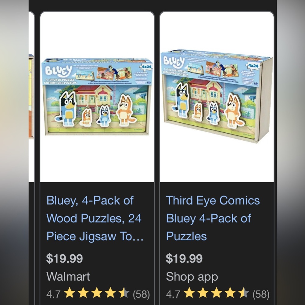 4-Pack Bluey Wooden Puzzles
